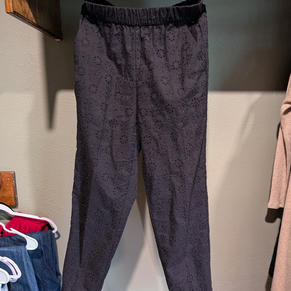 Black Eyelet Pants - Picture 1 of 3